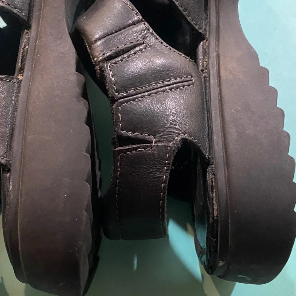 Men's Dark Brown Size 9M Heavy Duty Leather Sandals Hiking Summer Beach